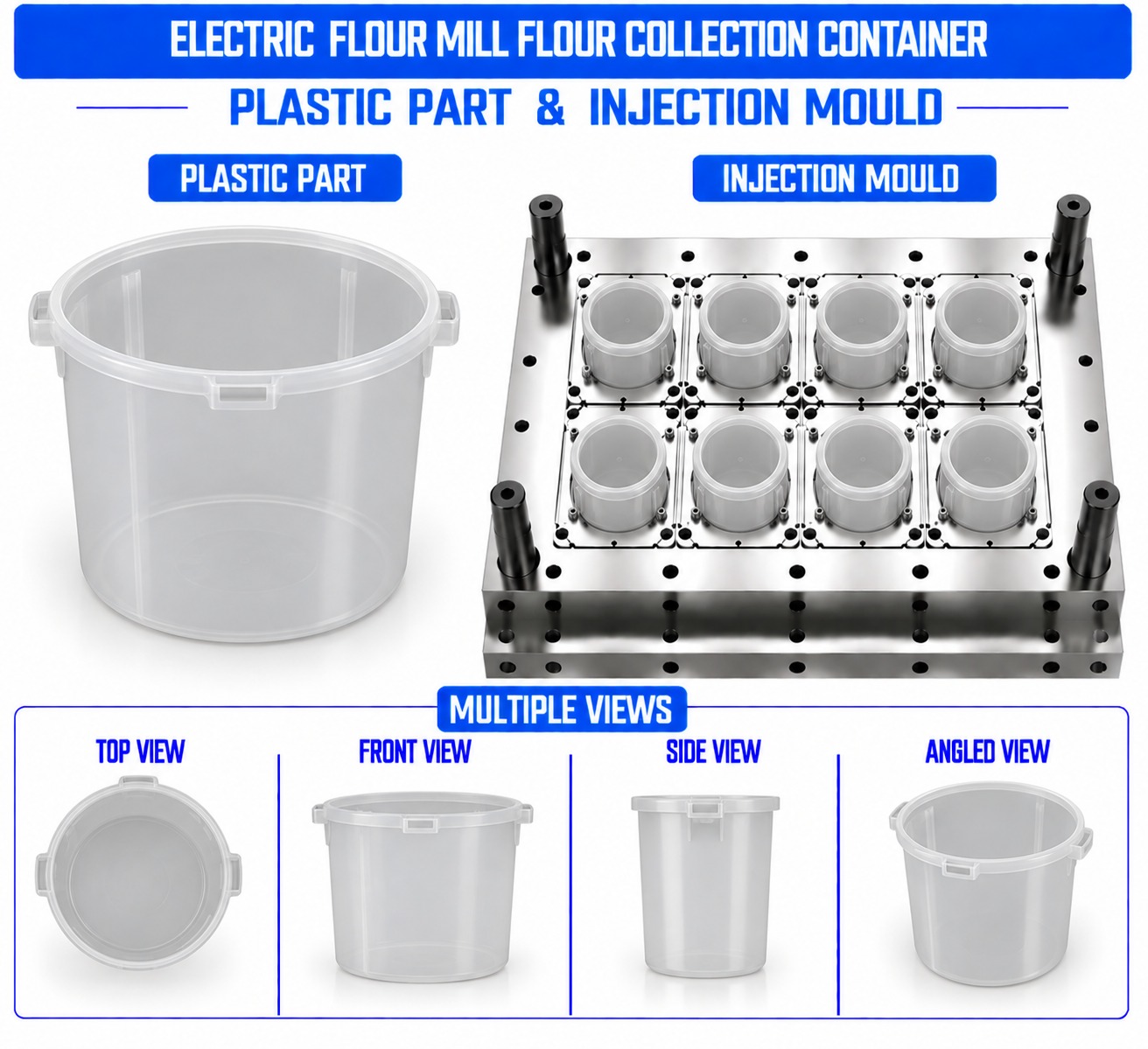 Electric Flour Mill Plastic Flour Collection Container Mould and Moulding Service